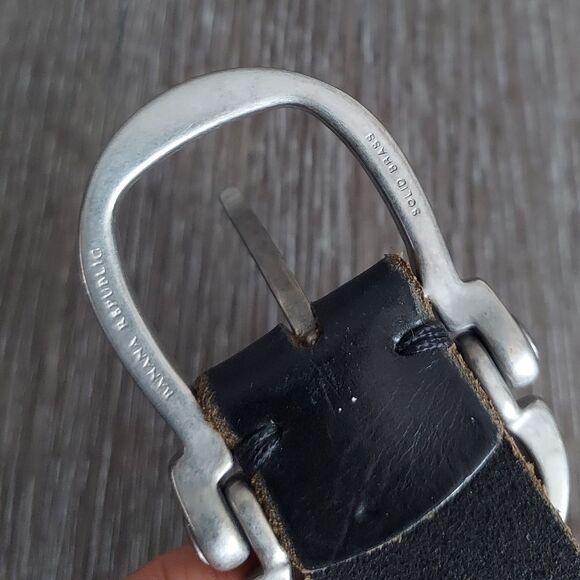 Black and Silver Leather Belt - Picture 3 of 7